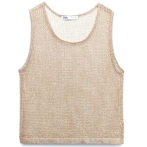 Zara metallic knit top GOLD size: S